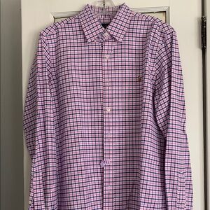Ralph Lauren Men's Pink & Navy Checkered Shirt - Size M